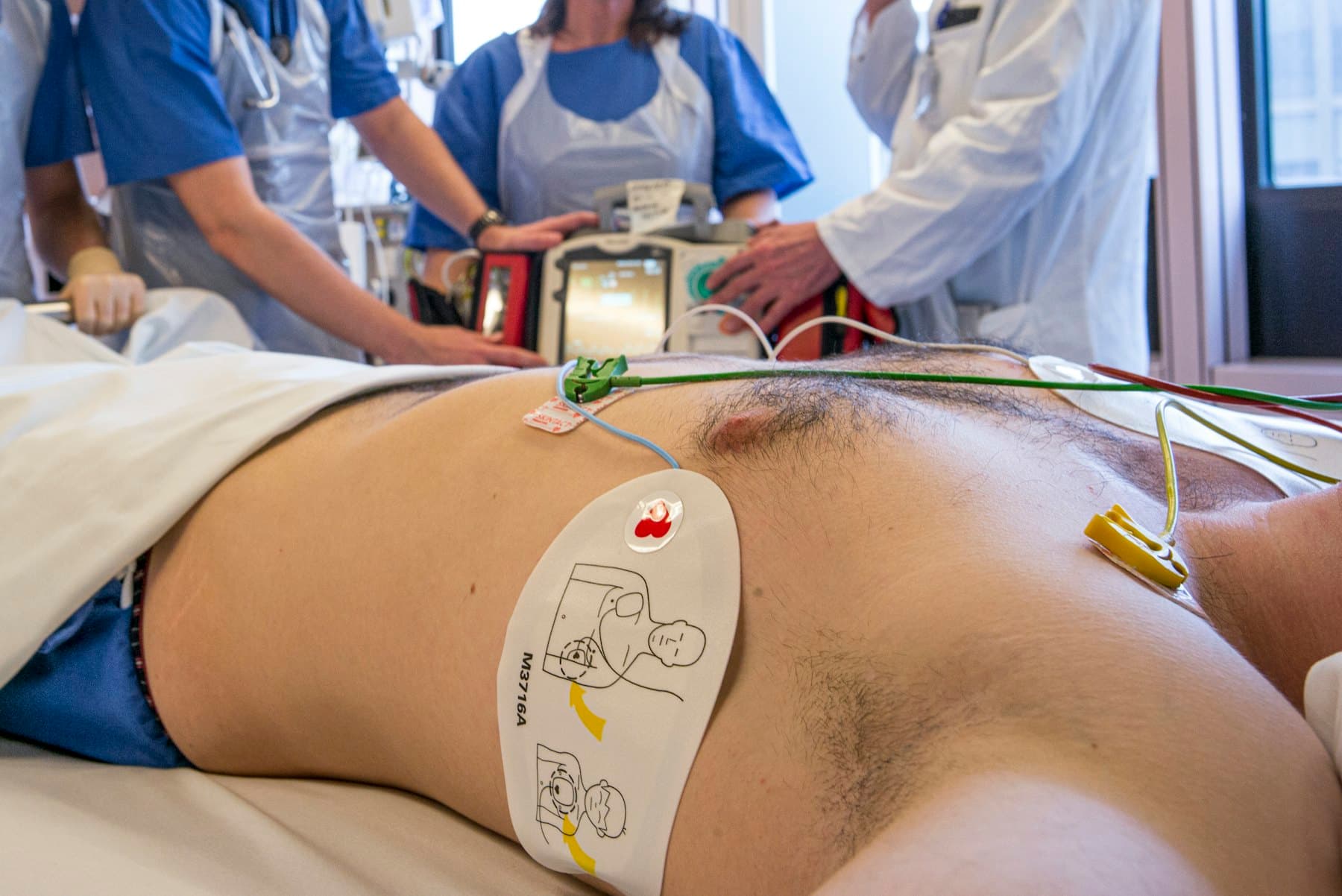 Medical team running an advanced cardiac life support scenario